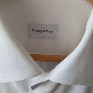 17.5/44 Ermenegildo Zegna  White Regular Fit French Cuff Cotton Dress Shirt